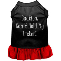 Dog Dress, Pet Dog & Cat Dress Screen Printed, "Can't Hold My Licker" Black W/Red 3XL (25-35 lbs.)