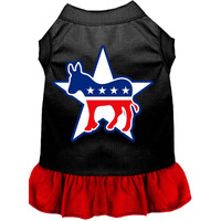 Pet Dog & Cat Dress Screen Printed, "Democrat" Black W/Red 3XL (25-35 lbs.)