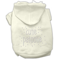 Pet, Dog & Cat Hoodie Rhinestone, "Cutie Patootie" Cream XL (14-20 lbs.)