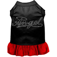 Pet Dog & Cat Dress Rhinestone, "Angel" Black W/Red 3XL (25-35 lbs.)