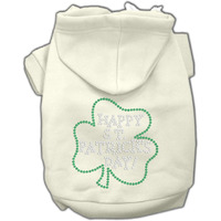 Pet Dog & Cat Hoodie Rhinestone, "Happy St. Patrick's Day" Cream XL (14-20 lbs.)