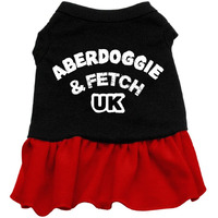 Dog Dress, Dog Dress, Screen Printed, "Aberdoggie & Fetch UK" Black W/Red 3XL (25-35 lbs.)