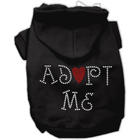 Pet, Dog & Cat Hoodie Rhinestone, "Adopt Me" Black 3XL (25-35 lbs.)