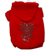 Pet, Dog & Cat Hoodie Nailhead Rhinestone, "Eagle Rose" Red XS (0-3 lbs.)