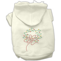 Christmas Pet, Dog & Cat Hoodie Rhinestone, "Christmas Wreath" Cream XS (0-3 lbs.)