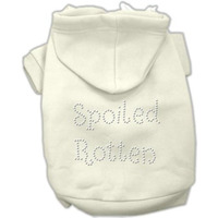 Pet, Dog & Cat Hoodie Rhinestone, "Spoiled Rotten" Cream XS (0-3 lbs.)