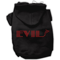 Pet, Dog & Cat Hoodie Rhinestone, "Evil" Black XL (14-20 lbs.)