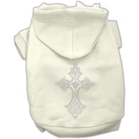 Pet, Dog & Cat Hoodie Rhinestone, "Cross" Cream 3XL (25-35 lbs.)