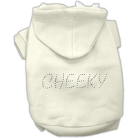 Pet, Dog & Cat Hoodie Rhinestone, "Cheeky" Cream XL (14-20 lbs.)