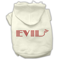 Pet, Dog & Cat Hoodie Rhinestone, "Evil" Cream XS (0-3 lbs.)