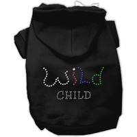 Pet, Dog & Cat Hoodie Rhinestone, "Wild Child" Black XL (14-20 lbs.)