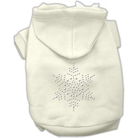 Christmas Pet Dog & Cat Hoodie Rhinestone, "Snowflake" Cream XL (14-20 lbs.)