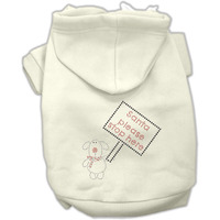 Christmas Pet, Dog & Cat Hoodie Rhinestone, "Santa, Please Stop Here" Cream XS (0-3 lbs.)