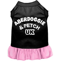 Dog Dress, Dog Dress, Screen Printed, "Aberdoggie & Fetch UK" Black W/Light Pink 2XL (20-25 lbs.)