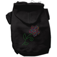 Pet, Dog & Cat Hoodie Rhinestone, "Multi Colored Flower" Black 3XL (25-35 lbs.)