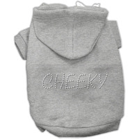 Pet, Dog & Cat Hoodie Rhinestone, "Cheeky" Grey XS (0-3 lbs.)