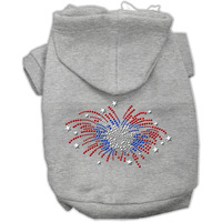 Pet, Dog & Cat Hoodie Rhinestone, "Fireworks" Gray XL (14-20 lbs.)