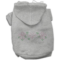 Pet, Dog & Cat Hoodie Rhinestone, "Tropical Flower" Gray XS (0-3 lbs.)