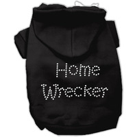 Pet, Dog & Cat Hoodie Rhinestone, "Home Wrecker" Black 3XL (25-35 lbs.)