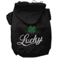 Pet, Dog & Cat Hoodie Rhinestone, "Lucky" Black 3XL (25-35 lbs.)