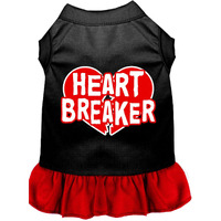 Pet Dog & Cat Dress Screen Printed, "Heart Breaker" Black W/Red 2XL (20-25 lbs.)