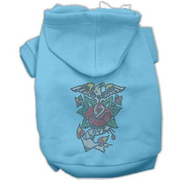 Pet, Dog & Cat Hoodie Nailhead Rhinestone, "Eagle Rose" Baby Blue XL (14-20 lbs.)