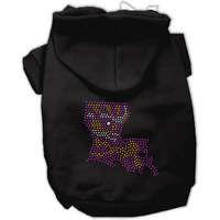 Pet, Dog & Cat Hoodie Rhinestone, "Louisiana" Black 2XL (20-25 lbs.)