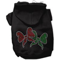 Christmas Pet Dog & Cat Hoodie Rhinestone, "Christmas Bows" Black XL (14-20 lbs.)