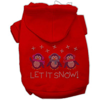 Christmas Pet Dog & Cat Hoodie Rhinestone, "Let It Snow Penguins" Red XL (14-20 lbs.)