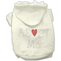 Pet, Dog & Cat Hoodie Rhinestone, "Adopt Me" Cream MD (6-10 lbs.)