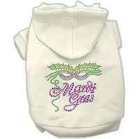 Pet, Dog & Cat Hoodie Rhinestone, "Mardi Gras" Cream LG (10-14 lbs.)