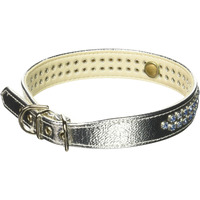 Dog, Puppy & Pet Collar, "Fleetwood Rhinestone" Silver w/Lt. Blue 18