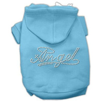 Pet, Dog & Cat Hoodie Rhinestone, "Angel" Baby Blue LG (10-14 lbs.)