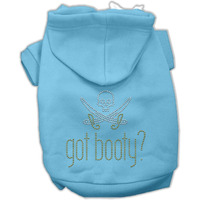 Pet, Dog & Cat Hoodie Rhinestone, "Got Booty?" Baby Blue MD (6-10 lbs.)