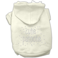 Pet, Dog & Cat Hoodie Rhinestone, "Cutie Patootie" Cream LG (10-14 lbs.)