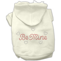 Pet, Dog & Cat Hoodie Rhinestone, "Be Mine" Cream XS (0-3 lbs.)