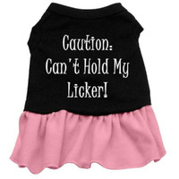 Dog Dress, Pet Dog & Cat Dress Screen Printed, "Can't Hold My Licker" Black W/Light Pink 3XL (25-35 lbs.)