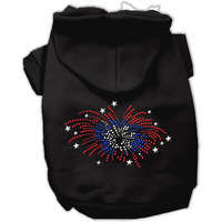 Pet, Dog & Cat Hoodie Rhinestone, "Fireworks" Black XS (0-3 lbs.)