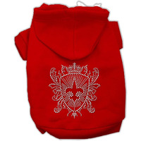 Pet Dog & Cat Hoodie Rhinestone, "Fleur De Lis Shield" Red MD (6-10 lbs.)