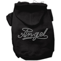 Pet, Dog & Cat Hoodie Rhinestone, "Angel" Black LG (10-14 lbs.)