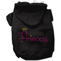 Pet, Dog & Cat Hoodie Rhinestone, "Princess" Black SM (3-6 lbs.)