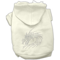 Pet, Dog & Cat Hoodie Rhinestone, "Dragon" Cream LG (10-14 lbs.)