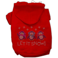 Christmas Pet Dog & Cat Hoodie Rhinestone, "Let It Snow Penguins" Red 3XL (25-35 lbs.)