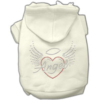 Pet, Dog & Cat Hoodie Rhinestone, "Angel Heart" Cream SM (3-6 lbs.)