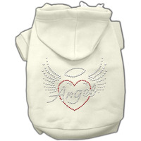 Pet, Dog & Cat Hoodie Rhinestone, "Angel Heart" Cream 3XL (25-35 lbs.)