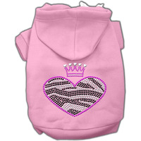 Mirage Pet Products 16" Zebra Heart Rhinestone Hoodies, X-Large, Pink