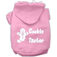 Christmas Pet Dog & Cat Hoodie Screen Printed, "Cookie Taster" Light Pink MD (6-10 lbs.)