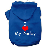 Pet, Dog & Cat Hoodie Screen Printed, "I Love My Daddy" Blue 3XL (25-35 lbs.)
