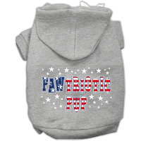 Pet Dog & Cat Hoodie Screen Printed, "Pawtriotic Pup" Gray LG (10-14 lbs.)