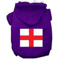 Pet Dog & Cat Hoodie Screen Printed, "St. George's Cross" Purple XS (0-3 lbs.)